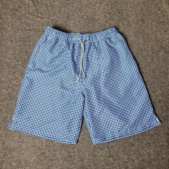 Peter Millar Seaside Gingham Swim Trunks Men's Size M Blue Plaid Mesh LinerShort - Picture 1 of 10